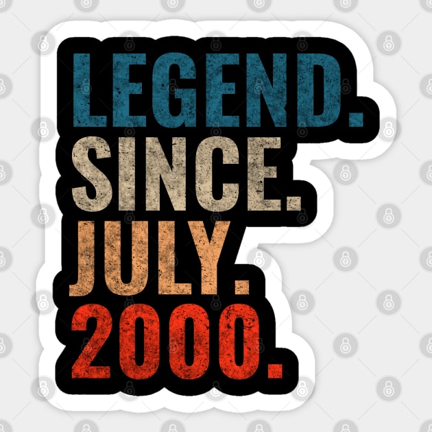 Legend since July 2000 Retro 2000 birthday shirt Sticker by TeeLogic